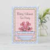 Babydusche Tee Party Einladung (Stehend Vorderseite)