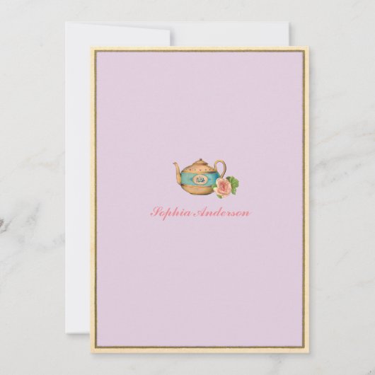 Babydusche Tee Party lila Lila Schluck und sehen Einladung (Rückseite)
