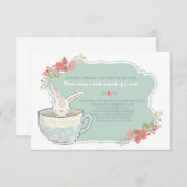 Babydusche Tee Party mit Buchkarteneinsatz Begleitkarte (Vorne/Hinten)