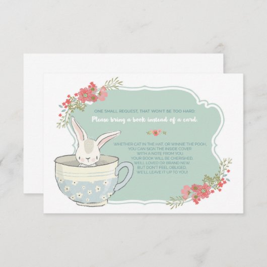 Babydusche Tee Party mit Buchkarteneinsatz Begleitkarte (Vorne/Hinten)