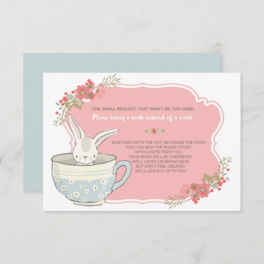 Babydusche Tee Party mit Buchkarteneinsatz Einladung (Vorne/Hinten)