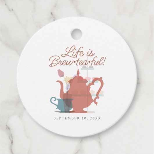 Babydusche Tee Party Niedlich Minimalistisch Boho Geschenkanhänger (Vorderseite)