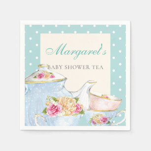 Babydusche Tee Party Personalisiert Polka dot Serviette