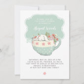 Babydusche Tee Party Weißes Kaninchen Einladung (Vorderseite)