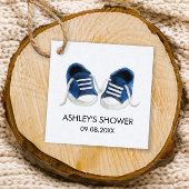 Babydusche, Teebecher, Blue Baby Schuhe Geschenkanhänger
