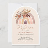 Babydusche Terracotta Boho Wasserfarbe Regenbogen Einladung (Vorderseite)