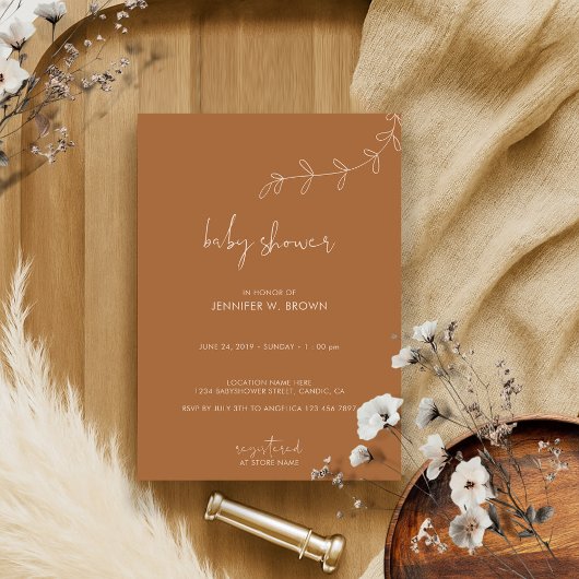 Babydusche Terracotta Burnt Orange Einladung