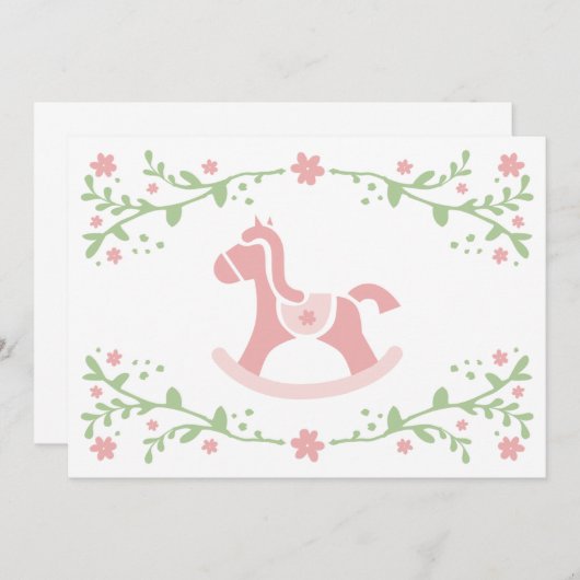 Babydusche Themenkarte / Rockpferd Einladung (Vorne/Hinten)