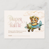 Babydusche Tiny Pilot Teddy Bear Diaper Raffle Begleitkarte (Vorderseite)