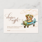 Babydusche Tiny Pilot Teddy Bear Diaper Raffle Begleitkarte (Vorderseite)