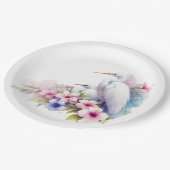 Babydusche Tropical Egret Bird Coastal Pappteller (Schrägansicht)