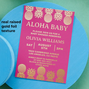 Babydusche Tropische Ananas Luau Pink Folieneinladung
