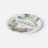 Babydusche tropische Jungle-Tiere Pappteller (Schrägansicht)