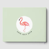 Babydusche Tropischer Wasserfarbe Flamingo Name Gästebuch (Rückseite)