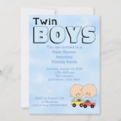 Babydusche Twin Boys Einladung (Vorderseite)