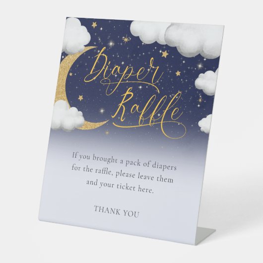 Babydusche Twinkle Little Star Diaper Raffle Sockelschild (Vorderseite)