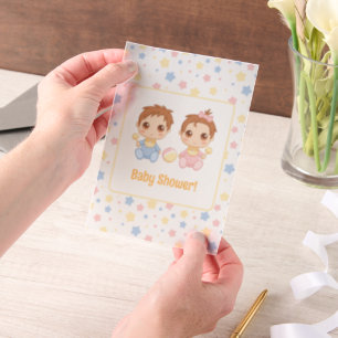 Babydusche Twins Boy Girl Insert Pergament Einladungen