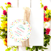 Babydusche Twins farbenfrohe gelbe rote Punkte Geschenkanhänger