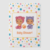 Babydusche Twins Katzenbärenstars Dunkle Beilage Pergament Einladungen (Vorderseite)