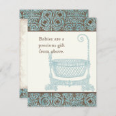 Babydusche UAWG - Blue Brown Damask Cradle RSVP Karte (Vorne/Hinten)