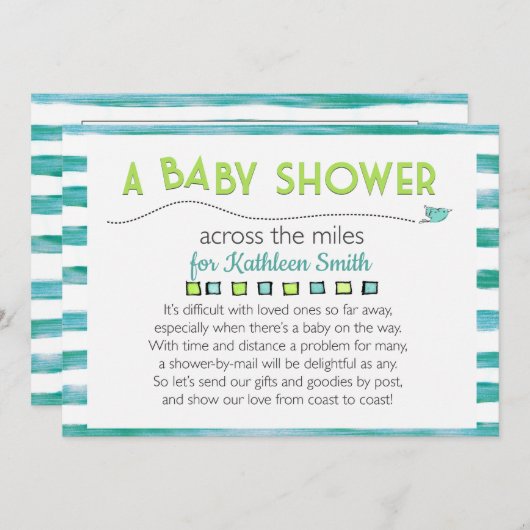 Babydusche über die Meilen Einladung (Vorne/Hinten)