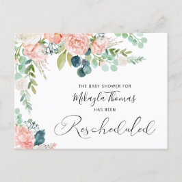 Babydusche Umgekehrt Blush Pink Floral Ankündigungspostkarte