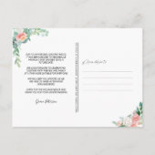 Babydusche Umgekehrt Blush Pink Floral Ankündigungspostkarte (Rückseite)