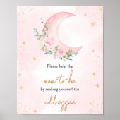 Babydusche-Umschlag-Station Pink Moon and Stars Poster (Vorne)