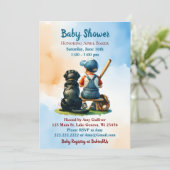 Babydusche und Black Lab Baseball Themed Baby Dusc Einladung (Stehend Vorderseite)