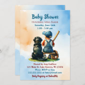 Babydusche und Black Lab Baseball Themed Baby Dusc Einladung (Vorne/Hinten)