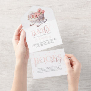 Babydusche und -bücher für Baby-Basket-Glitzer All In One Einladung