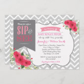 Babydusche und Toilette Rosa Einladung (Vorne/Hinten)