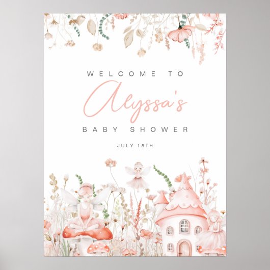 Babydusche und Wildblumen Begrüßungszeichen Poster (Vorne)