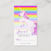 Babydusche unicorn Art-Degustationskarten Begleitkarte (Rückseite)