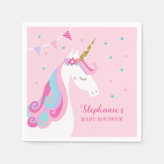 Babydusche Unicorn Personalisiert Serviette (Vorderseite)
