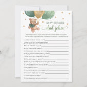 Babydusche Vater Jokes Game Green Teddy Bear Card Einladung (Vorderseite)