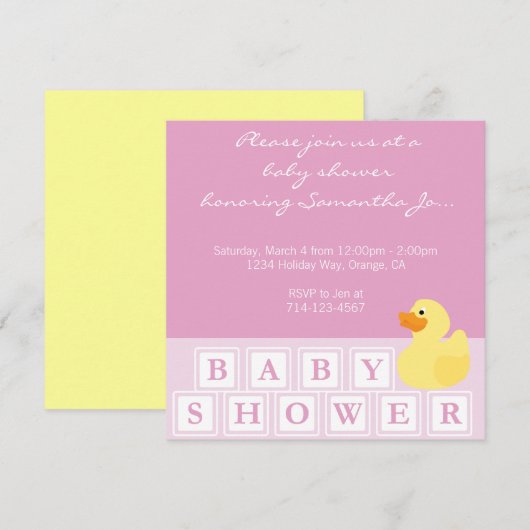 Babydusche Vertikal Einladung (Vorne/Hinten)