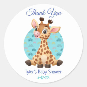 Babydusche Vielen Dank für Ihre Niedliche Giraffe- Runder Aufkleber