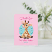 Babydusche Vielen Dank, Giraffe DIY Name & Nachric Postkarte (Stehend Vorderseite)