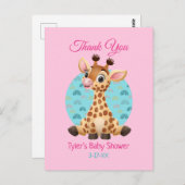 Babydusche Vielen Dank, Giraffe DIY Name & Nachric Postkarte (Vorne/Hinten)