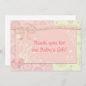 Babydusche Vielen Dank Hinweis Rosa Frilly Dankeskarte (Vorne/Hinten)