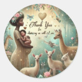 Babydusche Vielen Dank Karten Duschen mit Liebe Runder Aufkleber (Vorderseite)