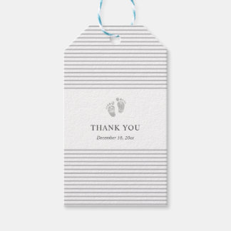 Babydusche Vielen Dank Tag | Grauer Fußabdruck Geschenkanhänger