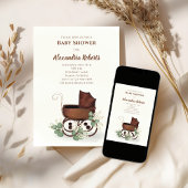 Babydusche Vintag Carriage Greenerie Einladung
