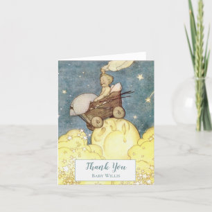 Babydusche "Vintag Moon and Stars" Dankeskarte