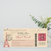 Babydusche Vintag Paris Boarding Pass Einladung (Stehend Vorderseite)