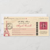 Babydusche Vintag Paris Boarding Pass Einladung (Vorderseite)