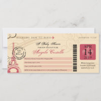 Babydusche Vintag Paris Boarding Pass