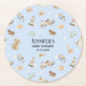 Babydusche, Vintages Spielzeug, blau Runder Pappuntersetzer (Vorderseite)