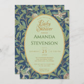 Babydusche Vögel Granatapfel Grüne Blätter Morris Einladung (Vorne/Hinten)